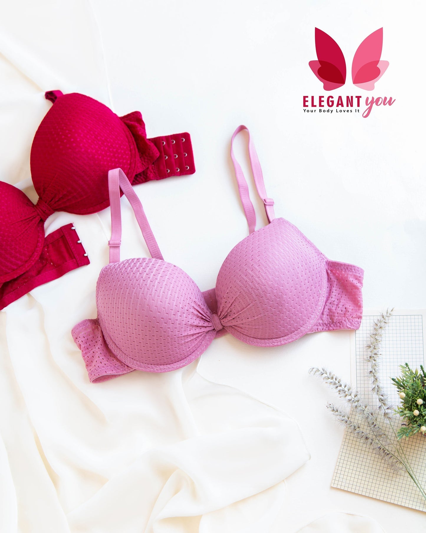 (36-42)b Knot Style Self Print Padded Push-up Bra (176)