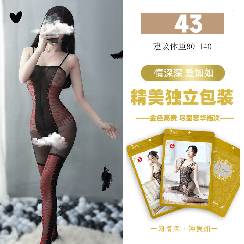 Red & Black Full Body Stockings (8848)