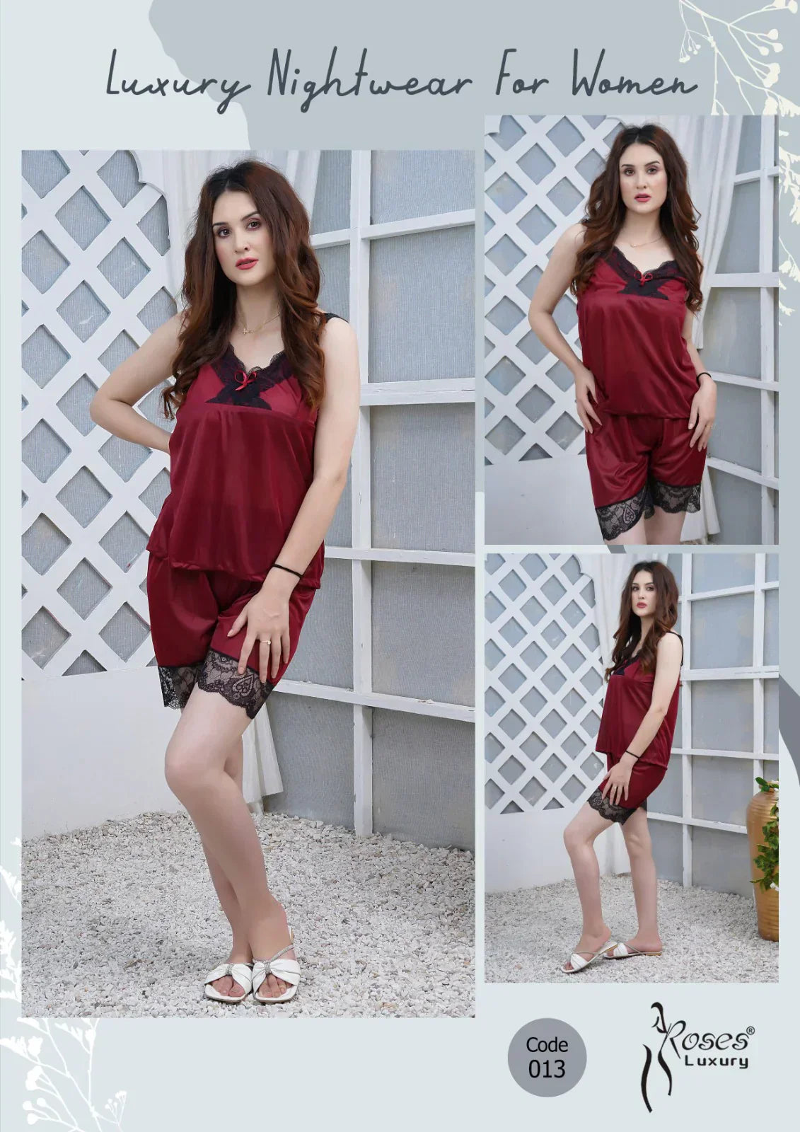 Roses Luxury 2-Piece Cami Nightwear Set - Code 013