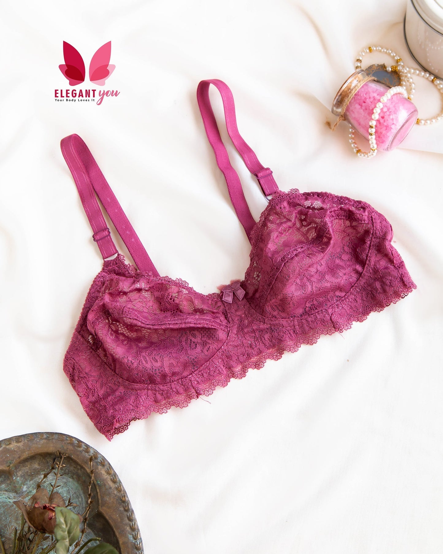 (32-42) Beautiful Colors Lace Pattern Daily Wear bra (023)