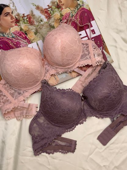 (34-38)b Elegant Double Padded Push-up Lace Bridal Bra (174)