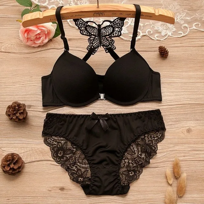 (32-38)B Double Padded Butterfly Bra Panty Set [132]