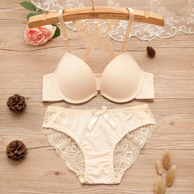 (32-38)B Double Padded Butterfly Bra Panty Set [132]