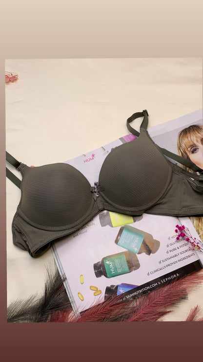 (34-38)B  Demi Cup Self Lining Padded Push-up Wired Bra (168)