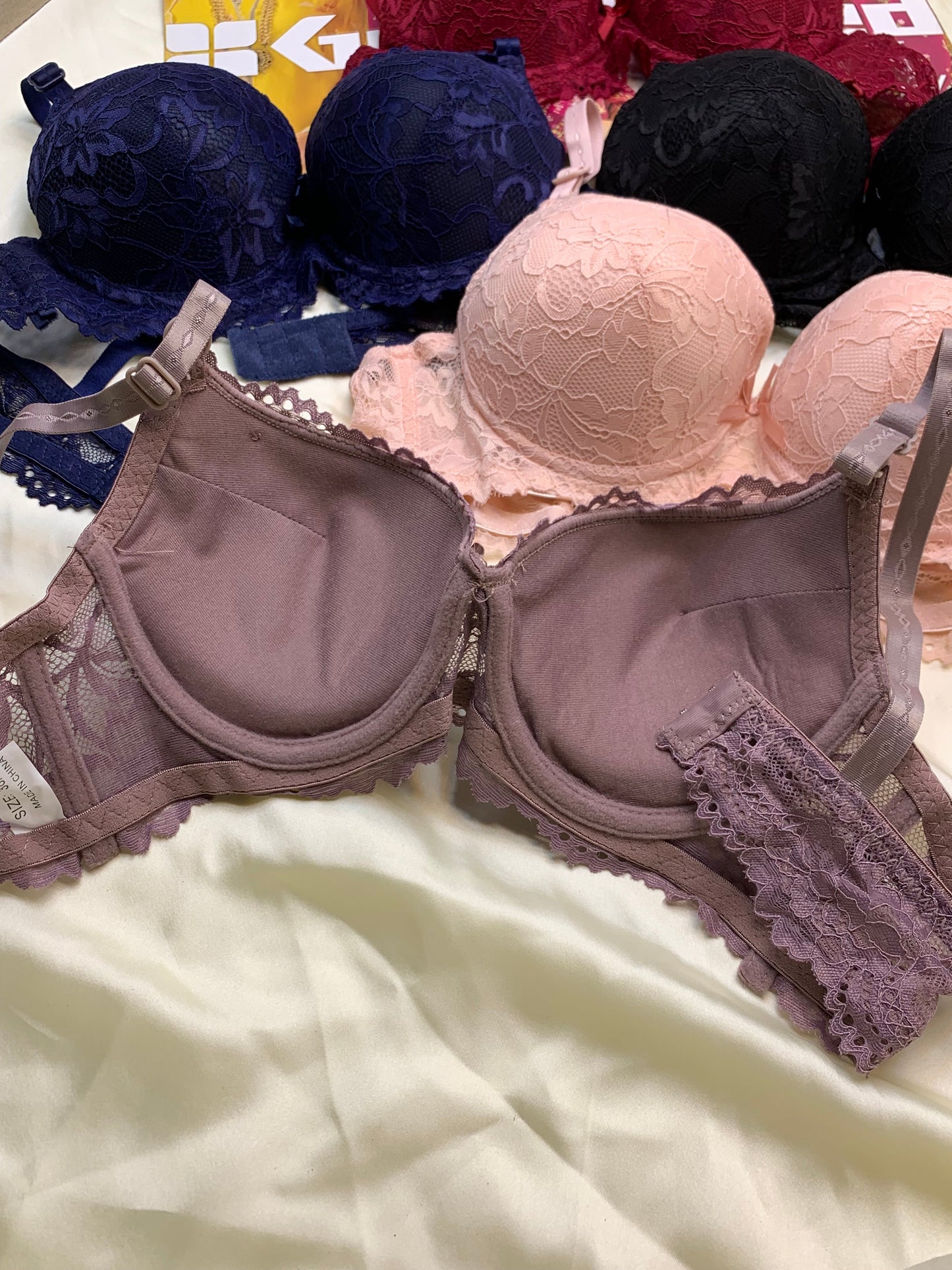 (34-38)b Elegant Double Padded Push-up Lace Bridal Bra (174)
