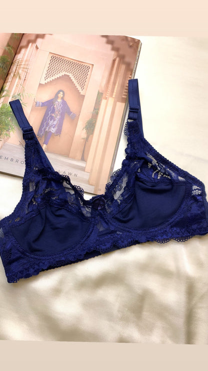 (32-42)Summer Friendly Elegant Cotton Net Elegant Bra half cup