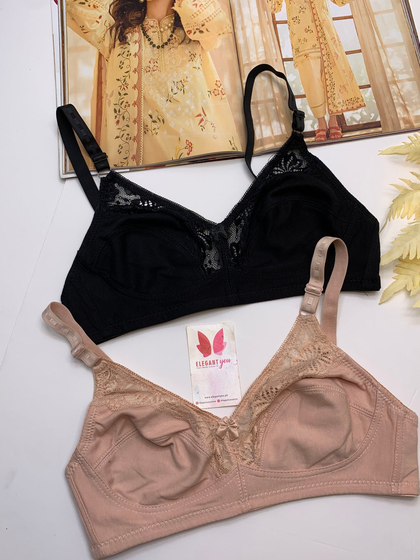 (32-42)b/c Soft Cotton Half Cup Lace Daily Wear Bra (002-003)