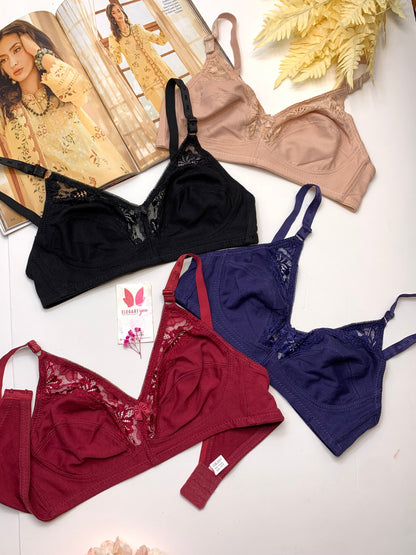 (32-42)b/c Soft Cotton Half Cup Lace Daily Wear Bra (002-003)