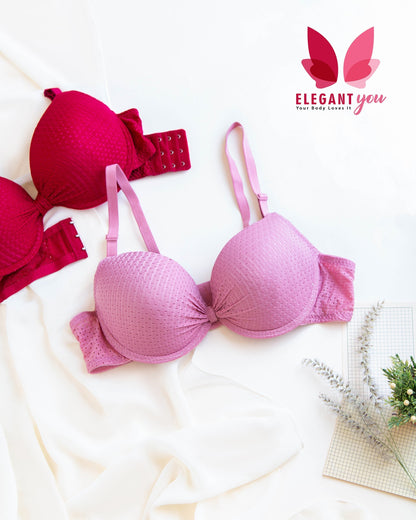 (36-42)b Knot Style Self Print Padded Push-up Bra (176)