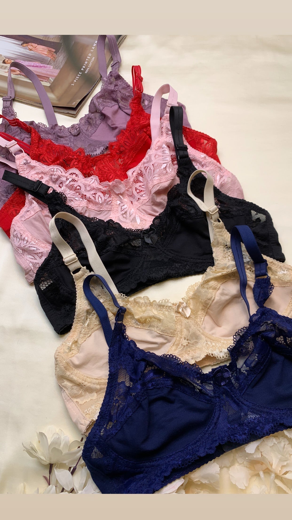 (32-42)Summer Friendly Elegant Cotton Net Elegant Bra half cup