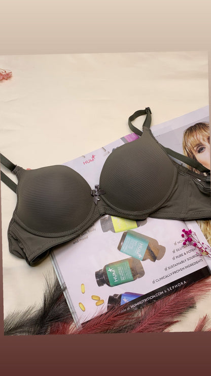 (34-38)B  Demi Cup Self Lining Padded Push-up Wired Bra (168)