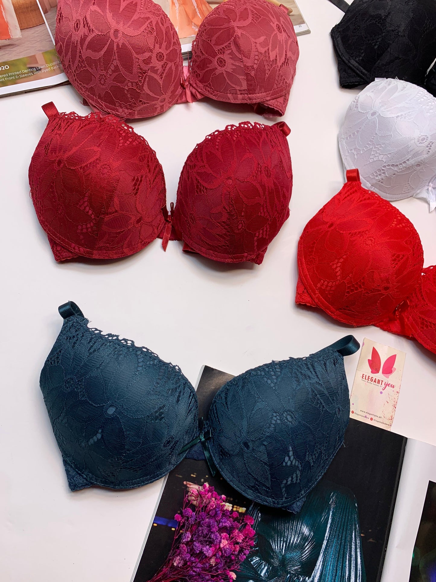 (36-42)B Padded Pushup Fancy Strap Bra (162)