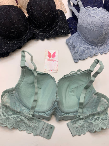 (36-40)B Elegant Padded Push-up Lace Bridal Bra (150)