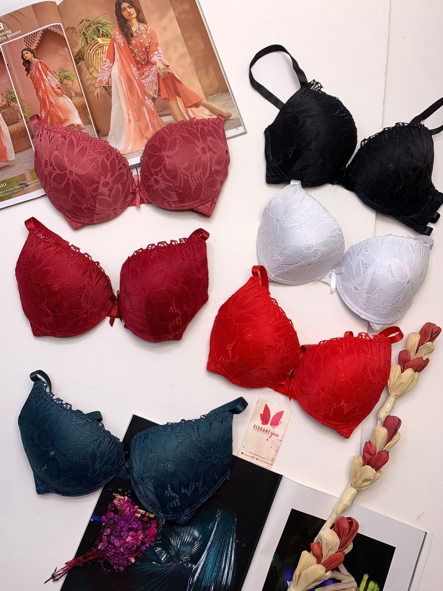 (36-42)B Padded Pushup Fancy Strap Bra (162)