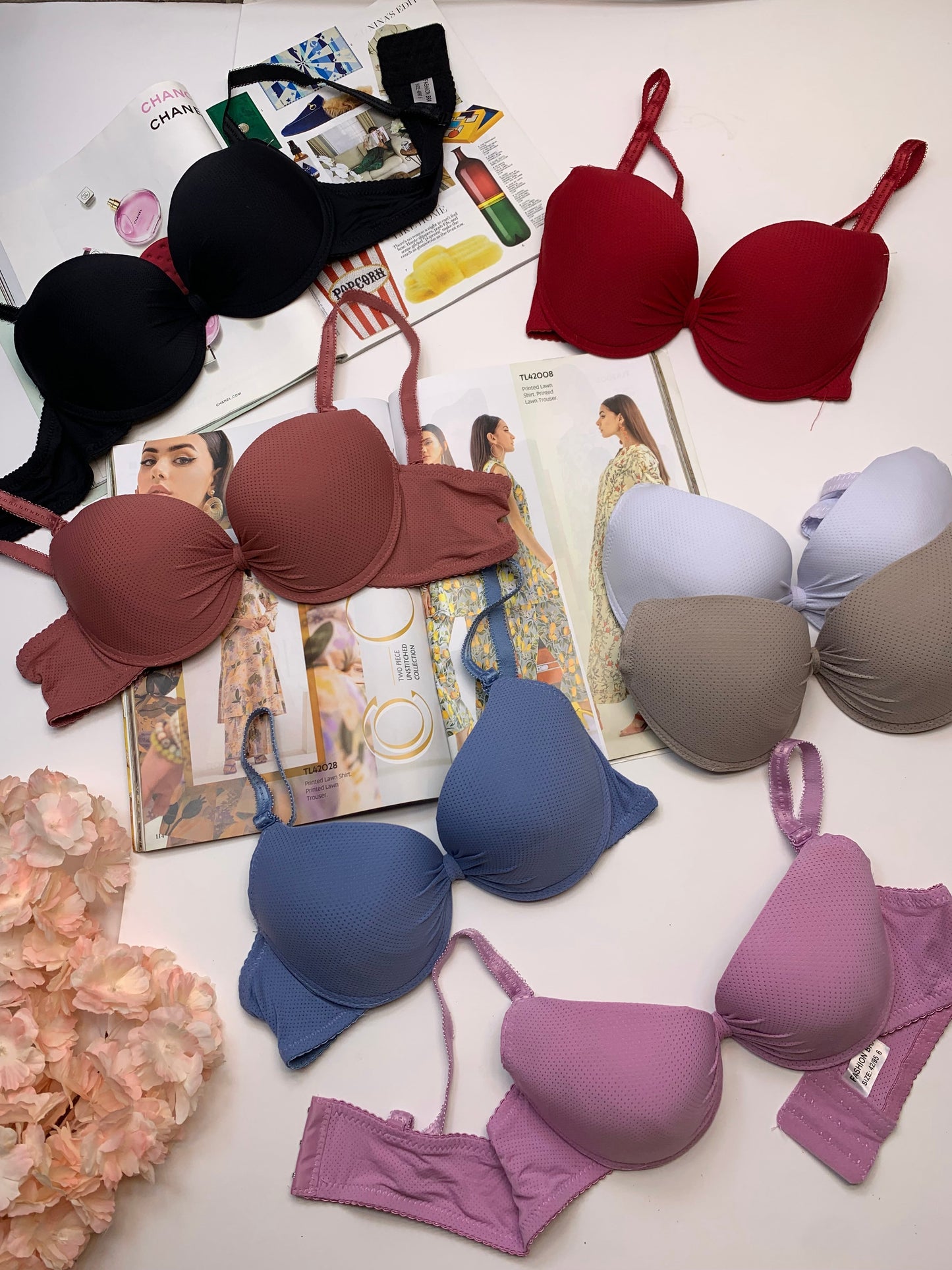 (36-42)b Knot Style Self Print Padded Push-up Bra (176)