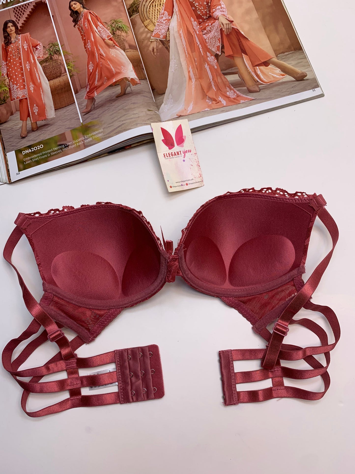 (36-42)B Padded Pushup Fancy Strap Bra (162)