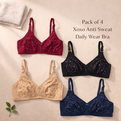 Pack of 4 Xoxo Anti Sweat Daily Wear Bra