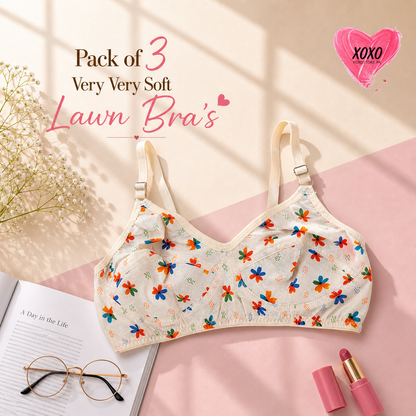 Pack of 3 Very Fine Quailty Lawn Bra's