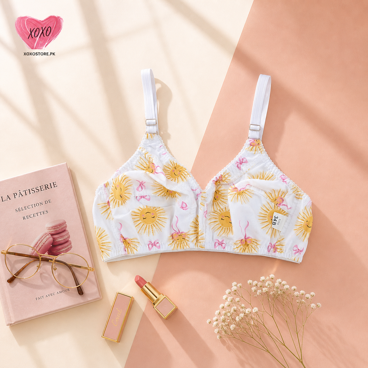 Pack of 4 Xoxo Digital Printed & Simple Cotton Bra's