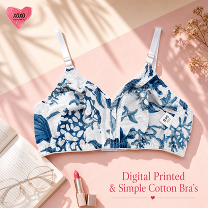 Pack of 4 Xoxo Digital Printed & Simple Cotton Bra's
