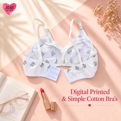 Pack of 4 Xoxo Digital Printed & Simple Cotton Bra's
