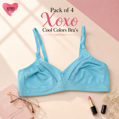Pack of 4 Fine Quailty Cool Colors Breathable Bra