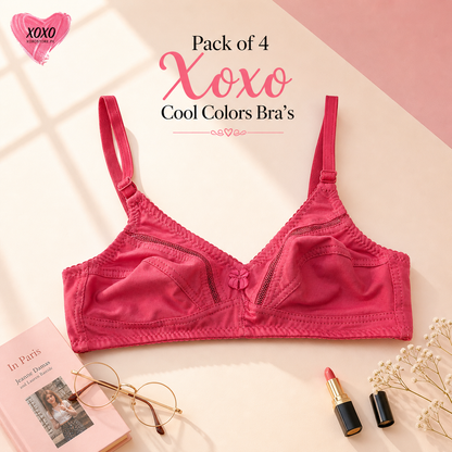 Pack of 4 Fine Quailty Cool Colors Breathable Bra
