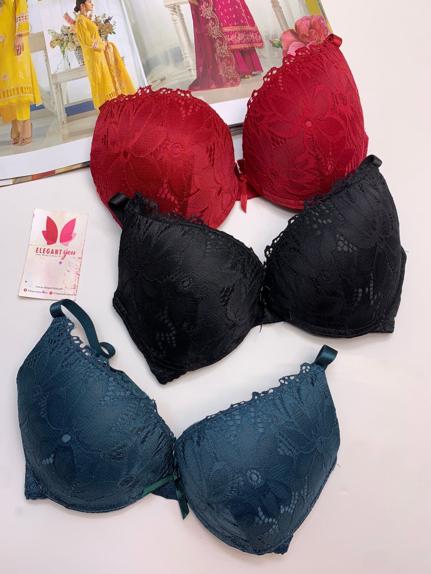 (36-42)B Padded Pushup Fancy Strap Bra (162)