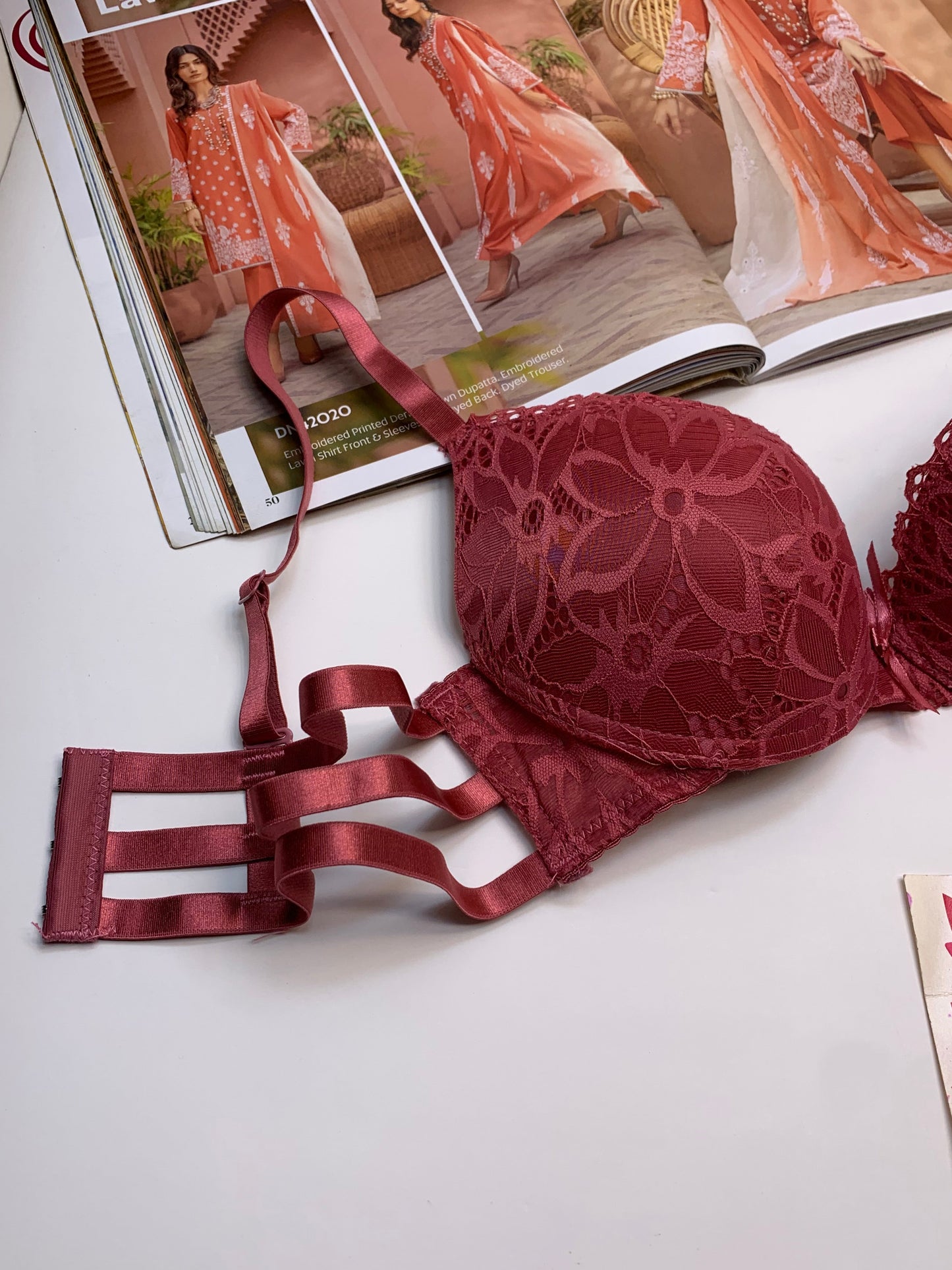 (36-42)B Padded Pushup Fancy Strap Bra (162)