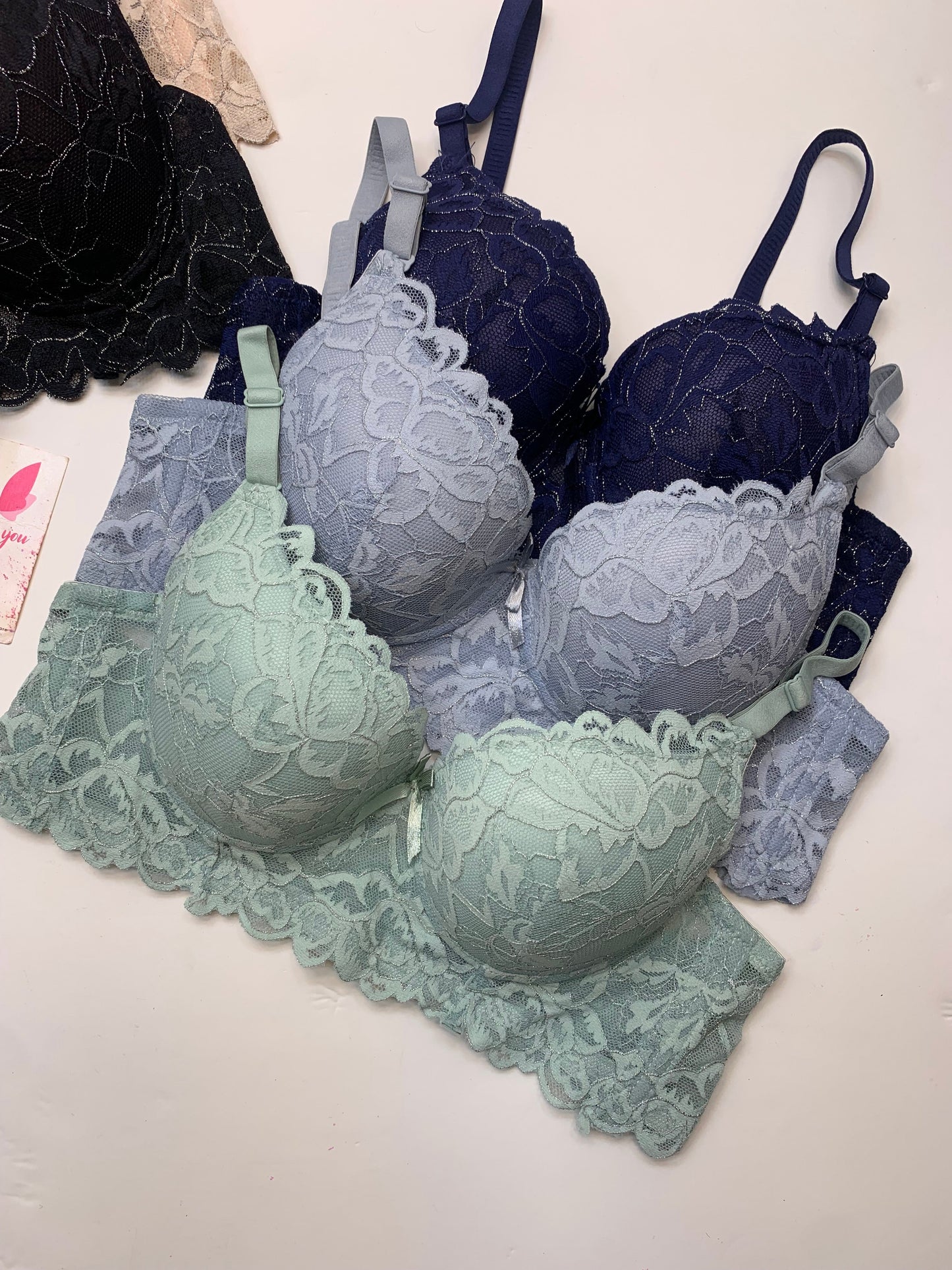(36-40)B Elegant Padded Push-up Lace Bridal Bra (150)