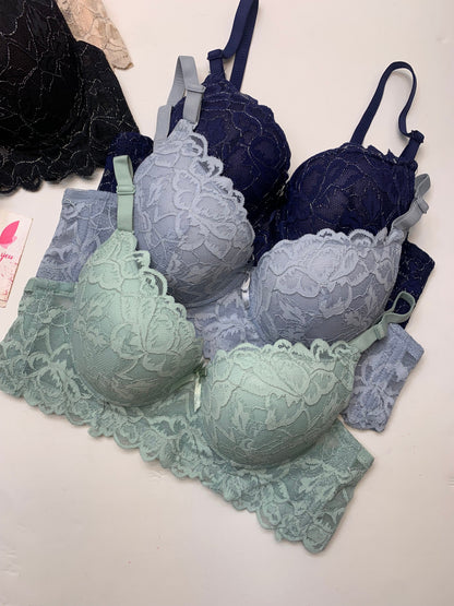 (36-40)B Elegant Padded Push-up Lace Bridal Bra (150)