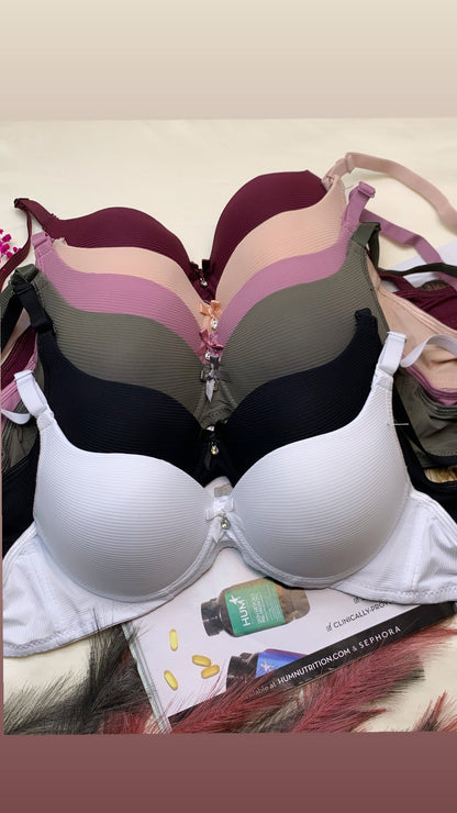 (34-38)B  Demi Cup Self Lining Padded Push-up Wired Bra (168)