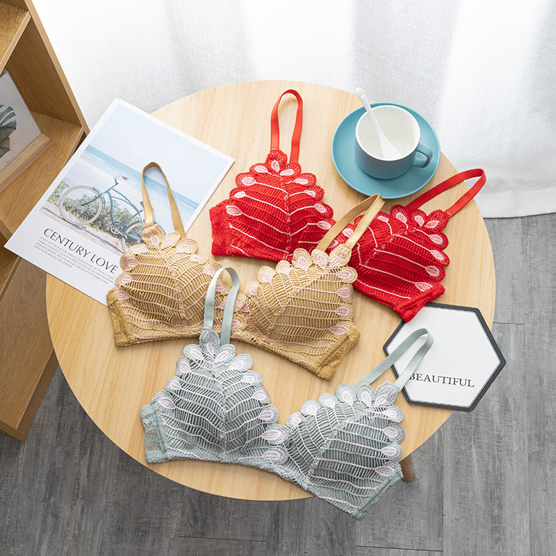 Crochet Thin Light Padded Leaf Design Bra