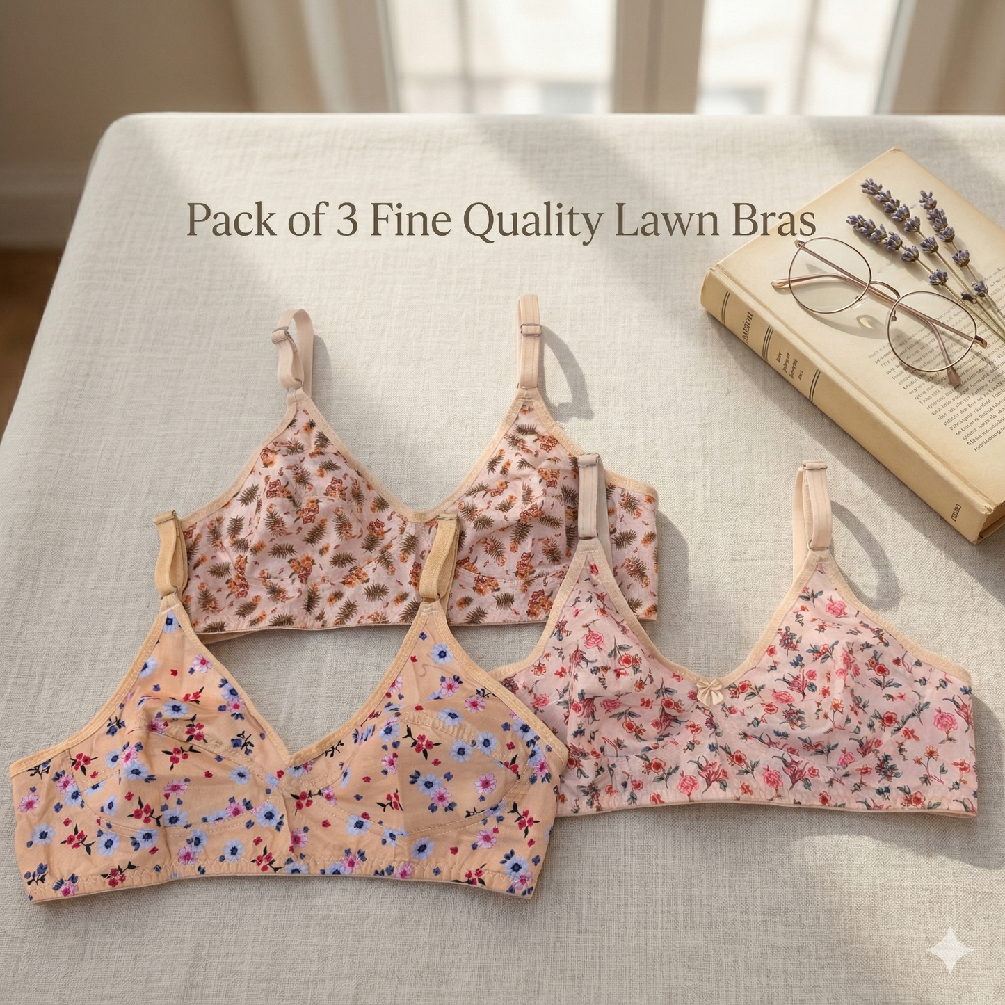 Pack of 3 Very Fine Quailty Lawn Bra's