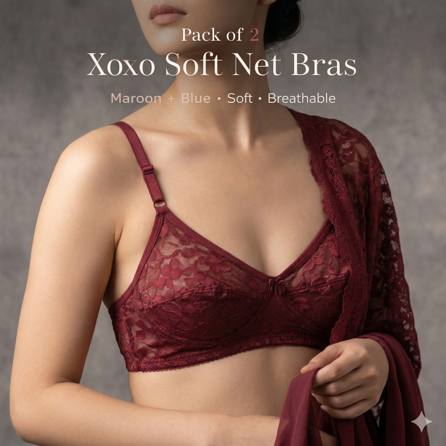 Pack of  2 Xoxo  ColorFull Soft Net Bra's
