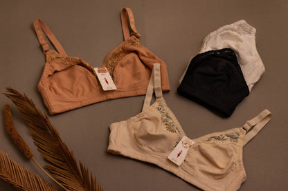 (32-42)b/c Soft Cotton Half Cup Lace Daily Wear Bra (002-003)