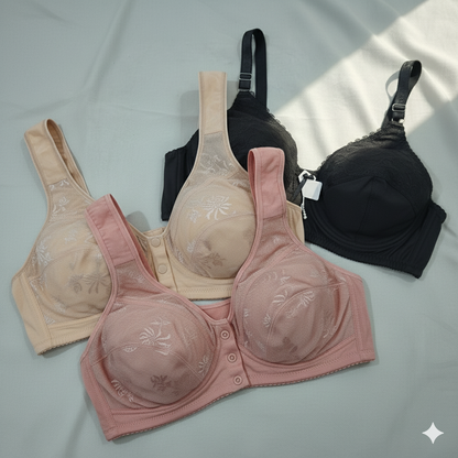 SUPER COMBO – 2× Front Open Button Bras + 1× Special Cotton Bra