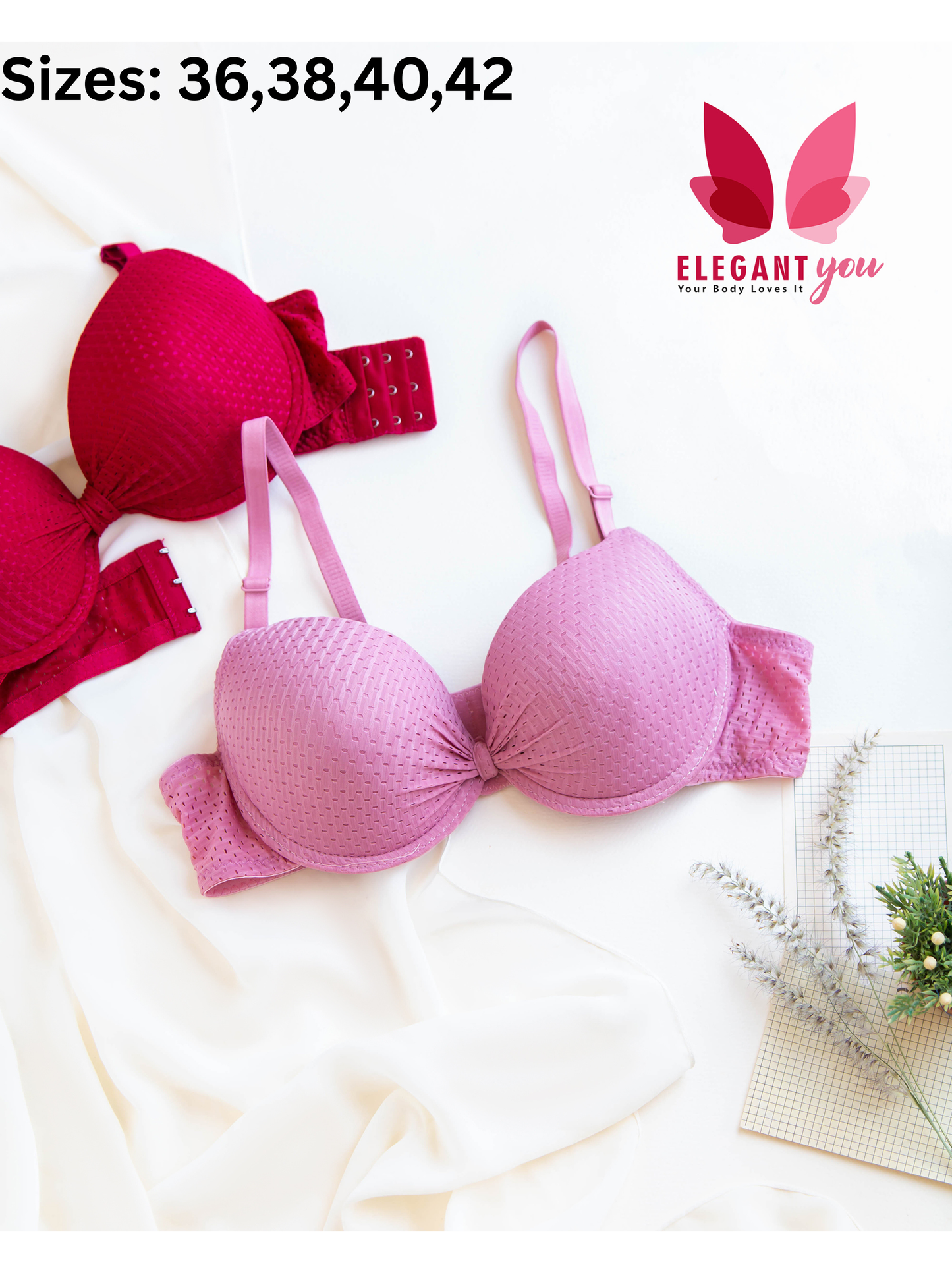 (36-42)b Knot Style Self Print Padded Push-up Bra (176)