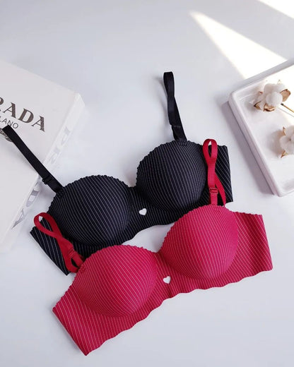 (30-36)Seamless Padded Push-up Heart Design Non Wire Half Cup Bra (175)