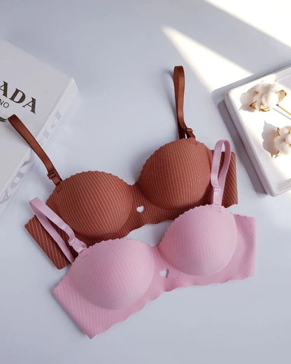 (30-36)Seamless Padded Push-up Heart Design Non Wire Half Cup Bra (175)