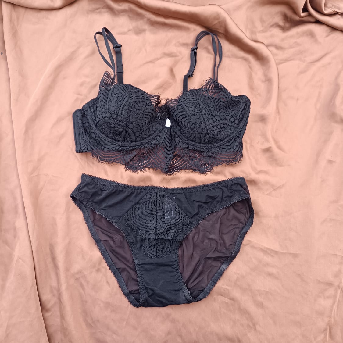 Very Thin Padded Half Cup Pushup Wired  Net Bra & Panty Set