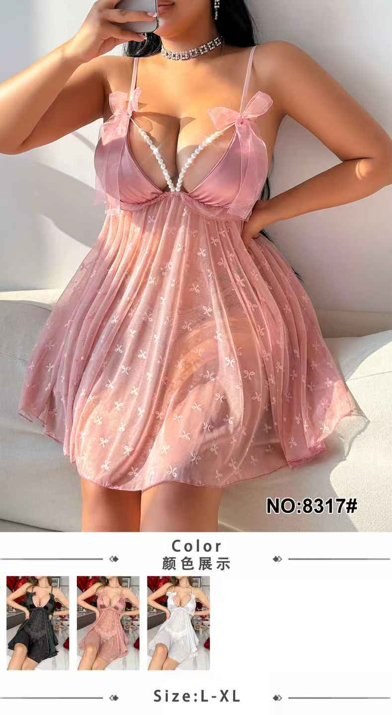3 PCS Short Transparent Nighty For Girls #NO 8317