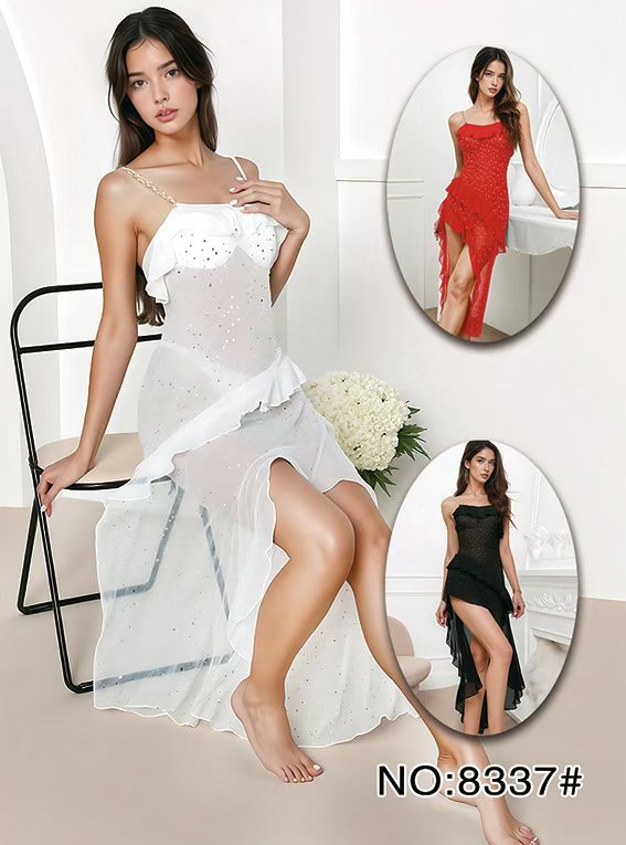 2 PCS Long Dress Nighty For Girls String #NO 8337