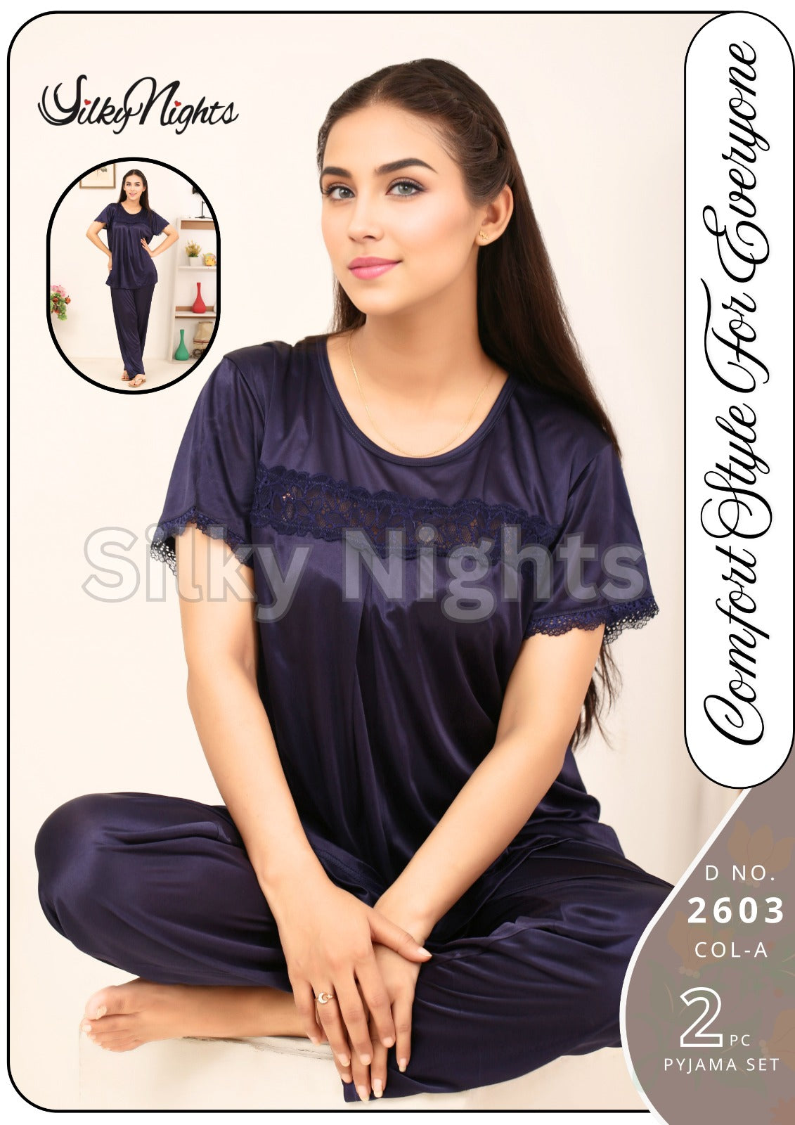 2 PCS Long Dress Nighty For Girls String #NO 2603