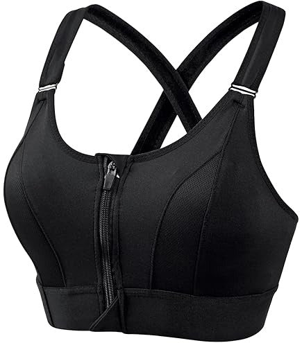 (40-46)High Impact, A Grade Ultimate Comfort Sports Bra Zipper(068)