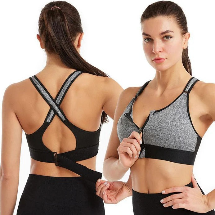 (40-46)High Impact, A Grade Ultimate Comfort Sports Bra Zipper(068)