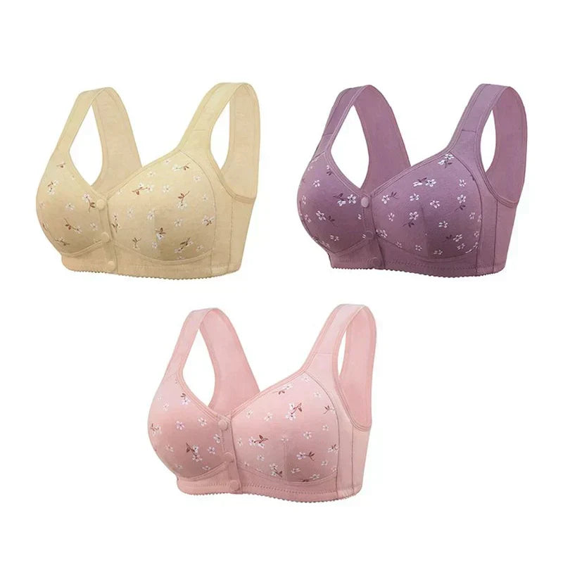 SUPER COMBO – 2× Front Open Button Bras + 1× Special Cotton Bra