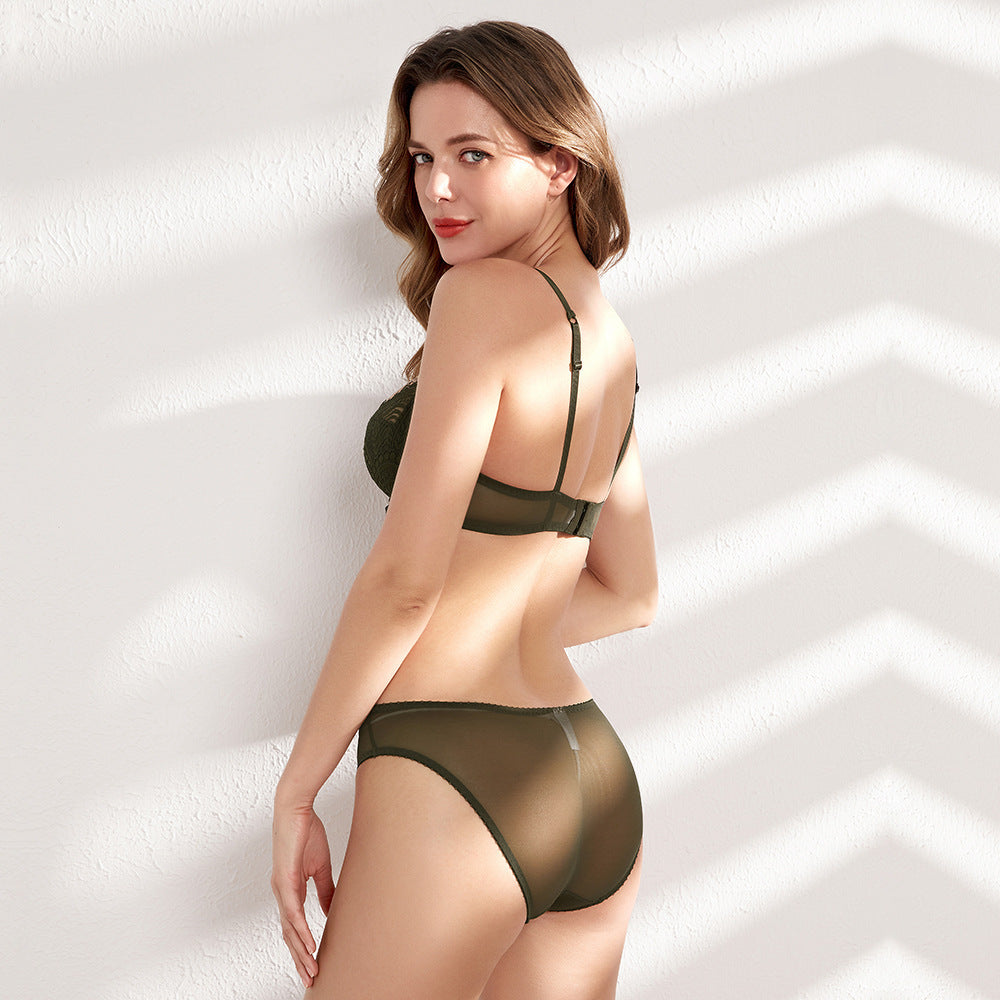 Very Thin Padded Half Cup Pushup Wired  Net Bra & Panty Set