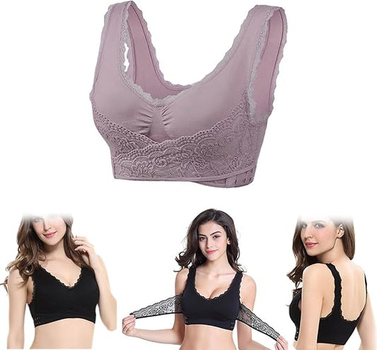 Comfy corset bra front cross side buckle lace bras