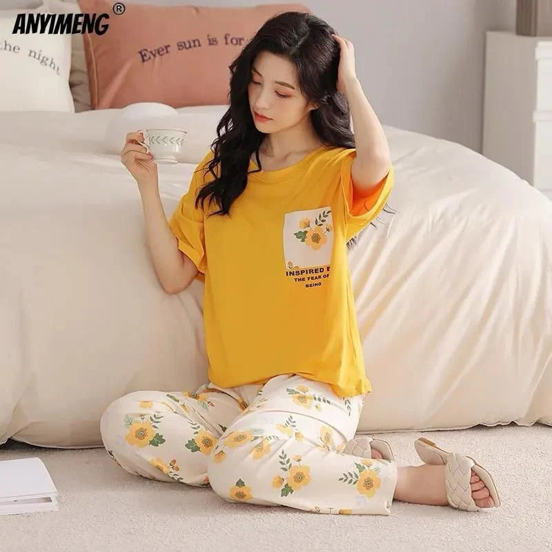 Cute Flowers Women Night Suits